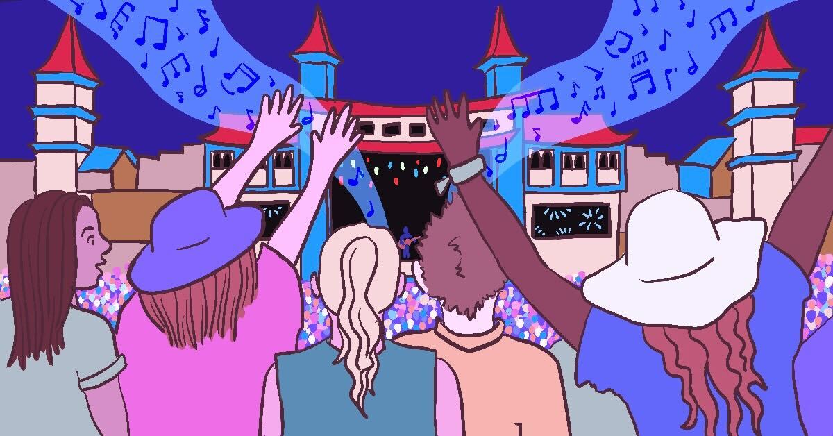 Group of people enjoying a musical festival