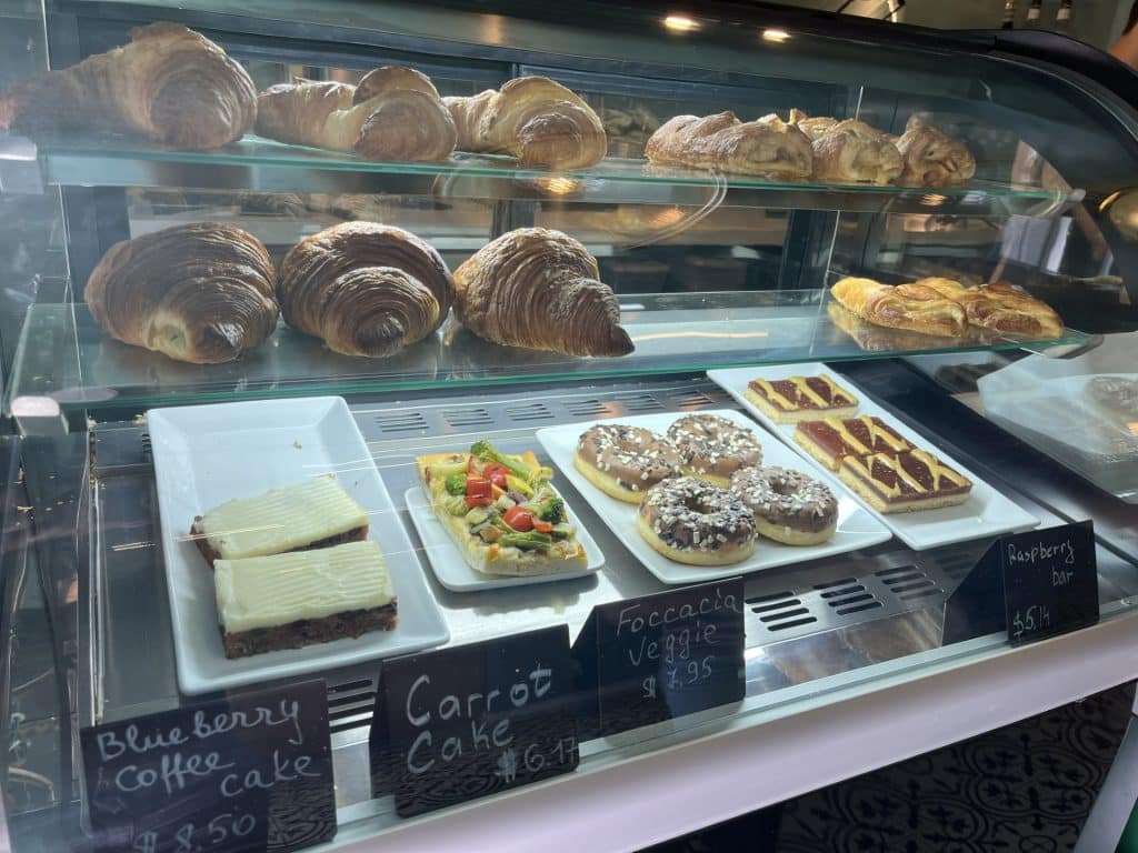 Sahola Cafe's line of croissants and pastries where they also serve coffee and lattes.
