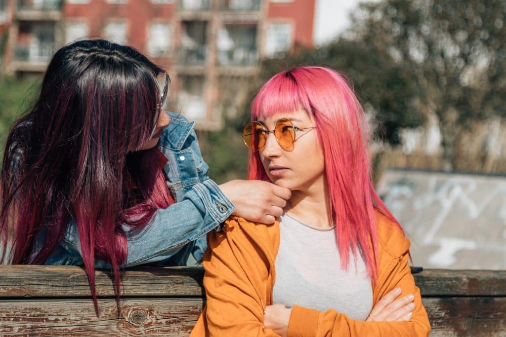 Lesbian couple reconciling after fight