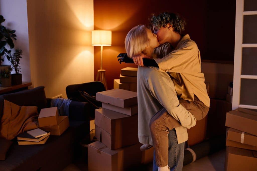 Lesbian couple embracing