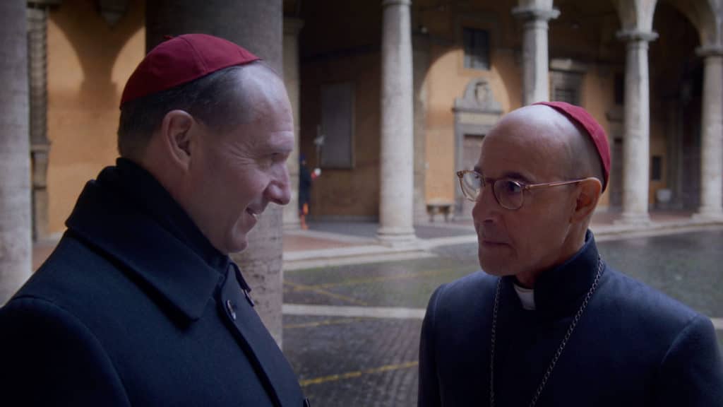 Ralph Fiennes and Stanley Tucci are two of the standout performers in the film. Credit: Focus Features