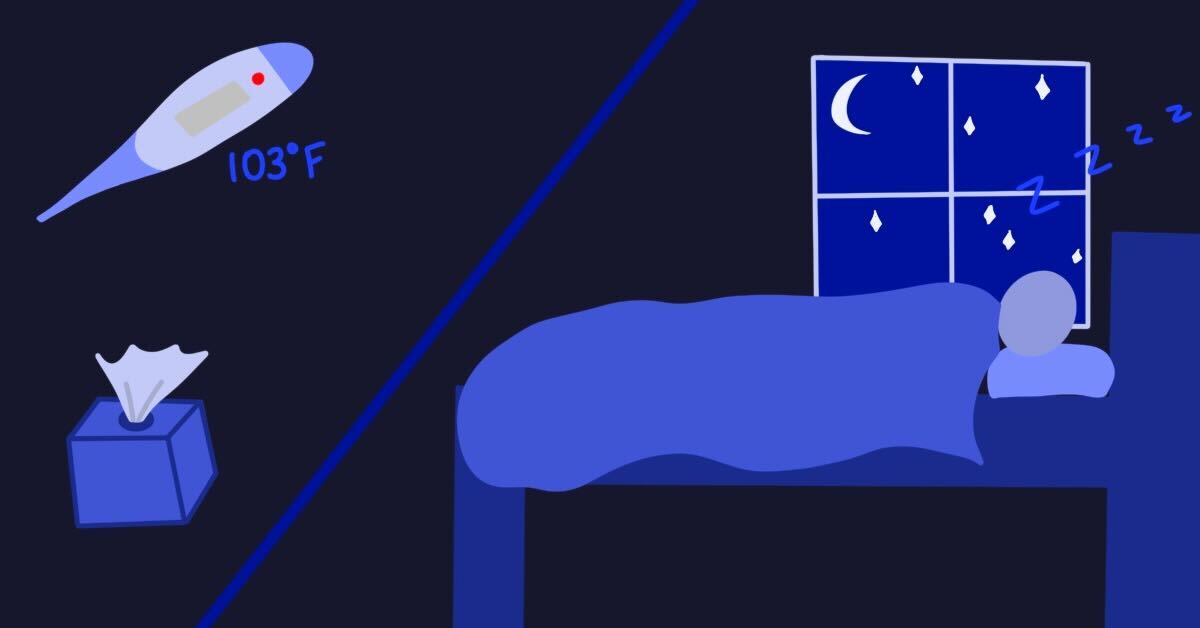 lying in bed with a thermometer and tissues