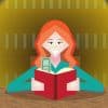 photo of an animated girl reading a red book with money coming out of it