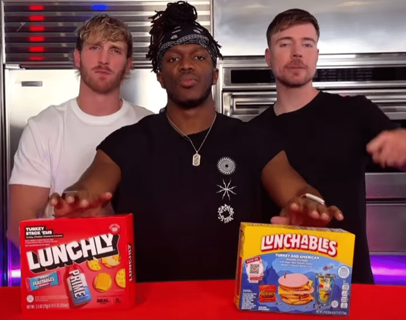 Logan Paul, KSI, and MrBeast with Lunchly and Lunchables