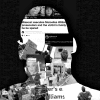 A silhouette of Marcellus Williams. Inside the silhouette are screenshots of various online posts about him.