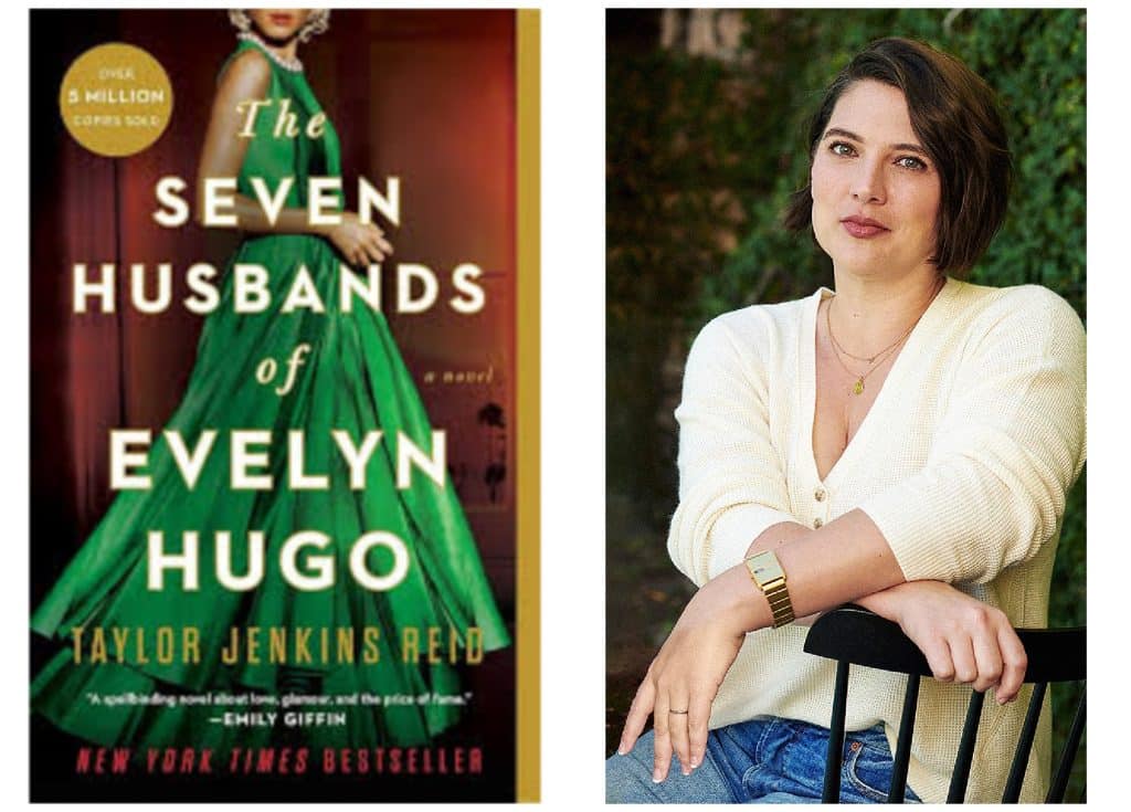 Cover of The Seven Husbands of Evelyn Hugo and picture of author Taylor Jenkins Reid