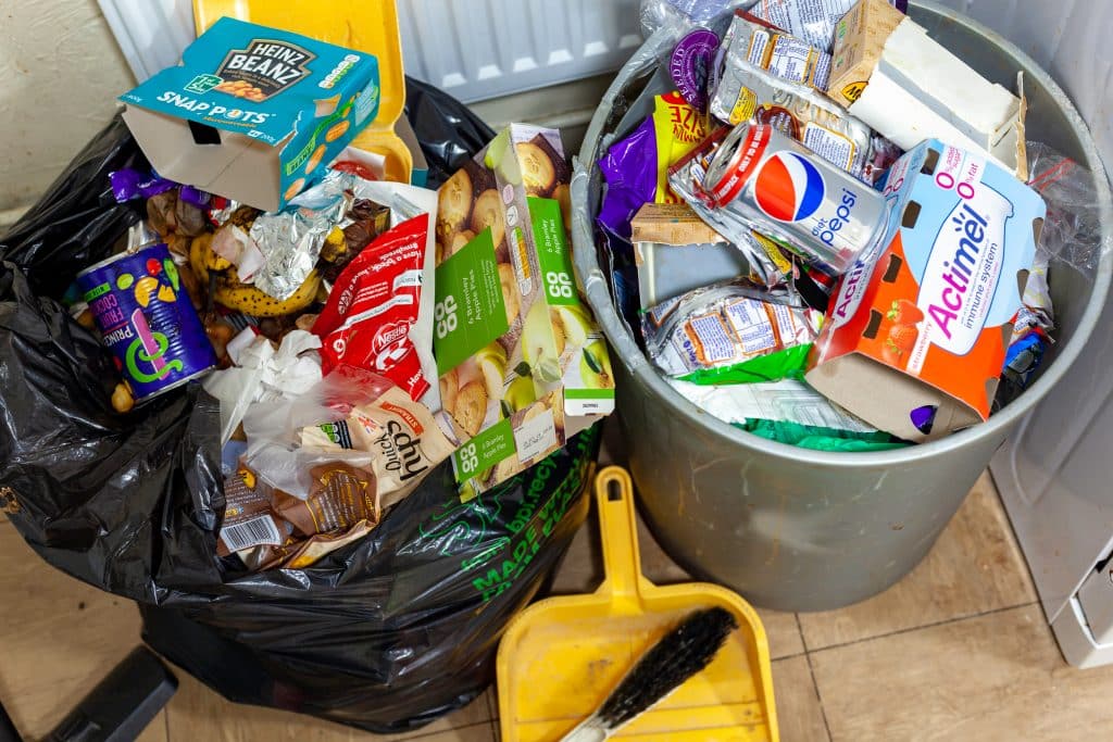 Trash cans full of rubbish