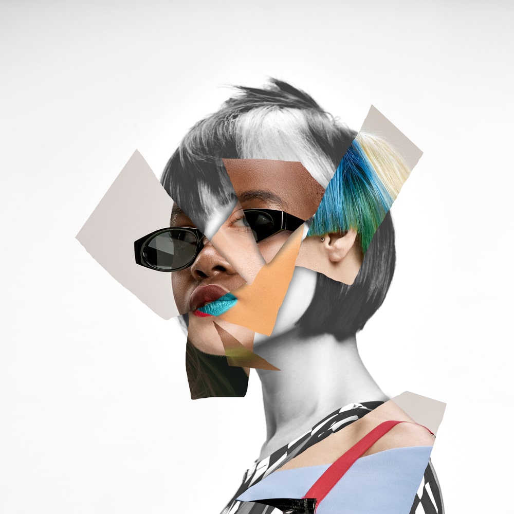 Young woman's portrait made of different pieces of faces. | Credit: Master1305