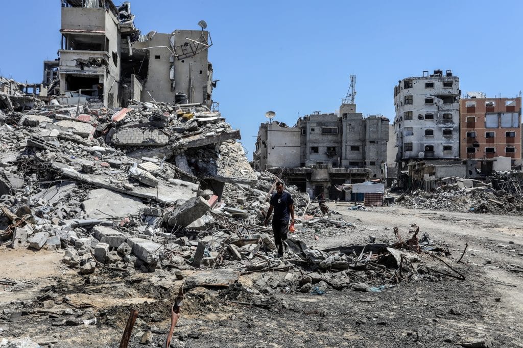 Rubble in Kahn Younis, Palestine.