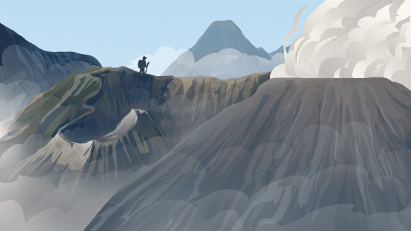 An illustration of a hiker on a mountain (Illustration: Reagan Sorenson)