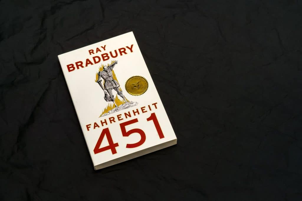 Fahrenheit 451 book on black cover
