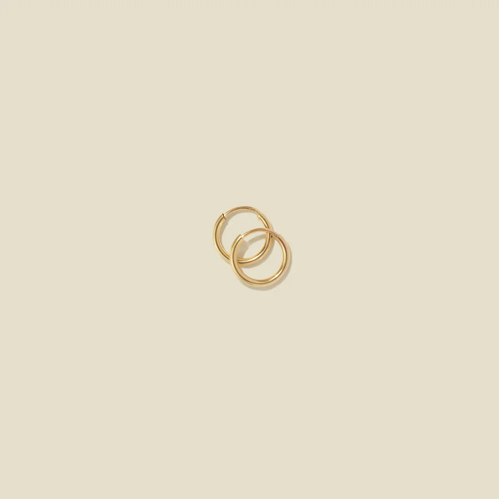 Mini gold hoops that can be worn throughout the day. 