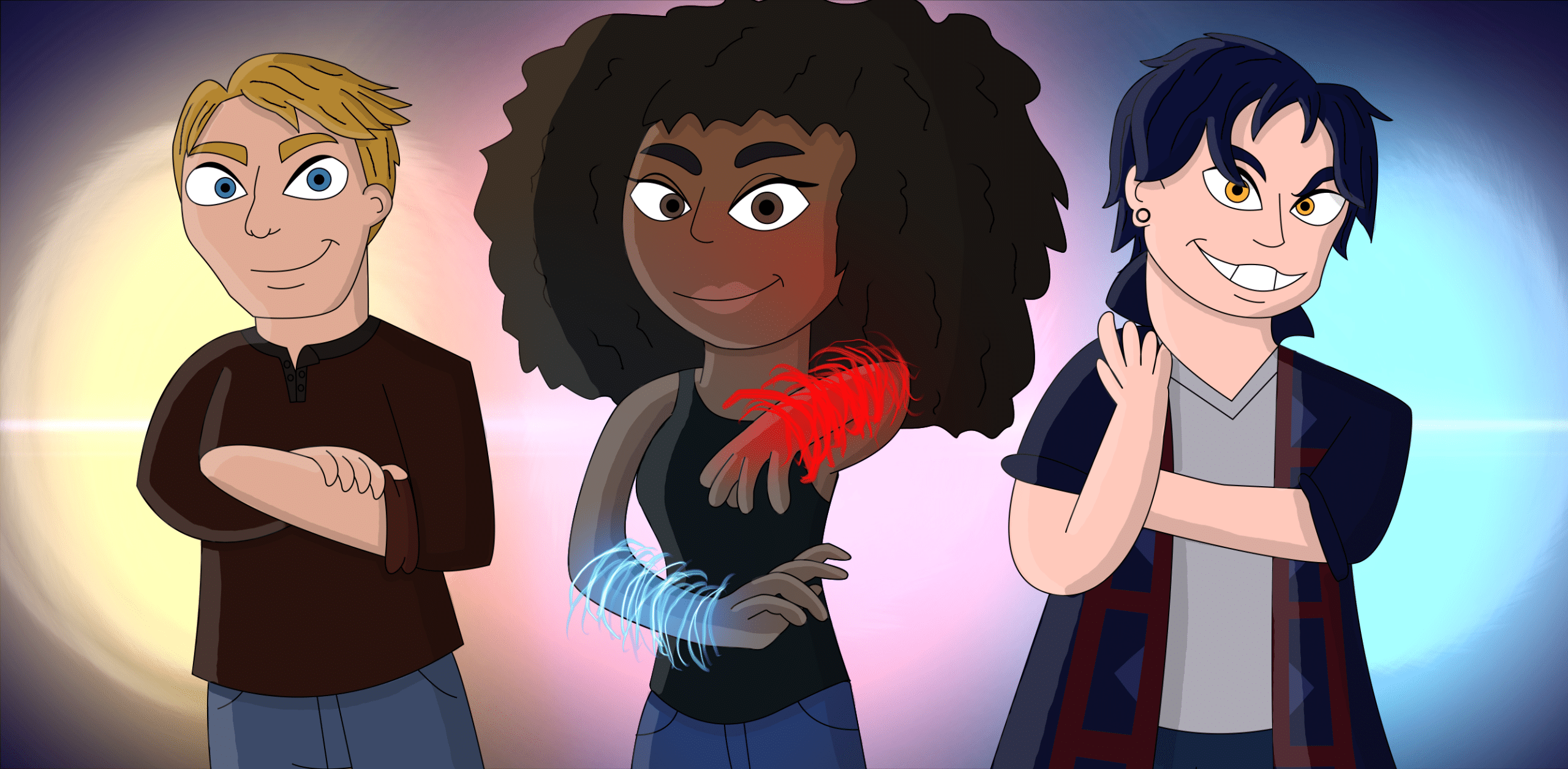 The Legendborn Cycle series main characters: Nick, Bree, and Selwyn.