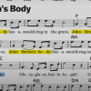 The lyrics and sheet music to political song "John Brown's Body."
