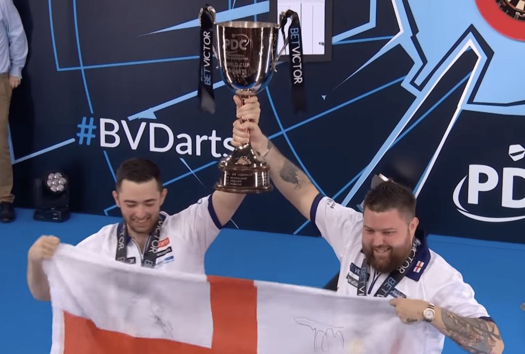England lifting the trophy