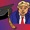 Graduation cap signifying college students and Donald Trump. | Illustrated by Alyssa Dixon