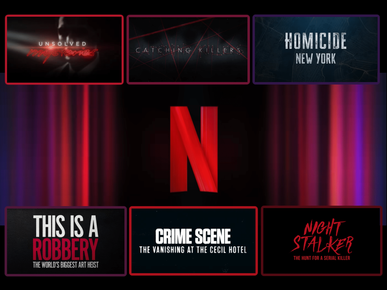 The Netflix "N" logo behind the logos of the article's TV shows.