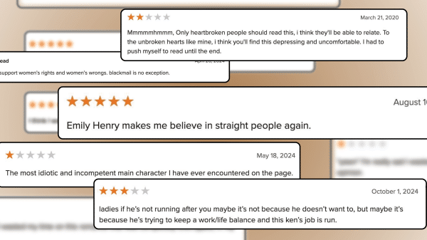 Goodreads reviews stacked on top of each other