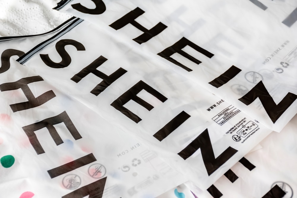Plastic bags from fast fashion brand SHEIN.