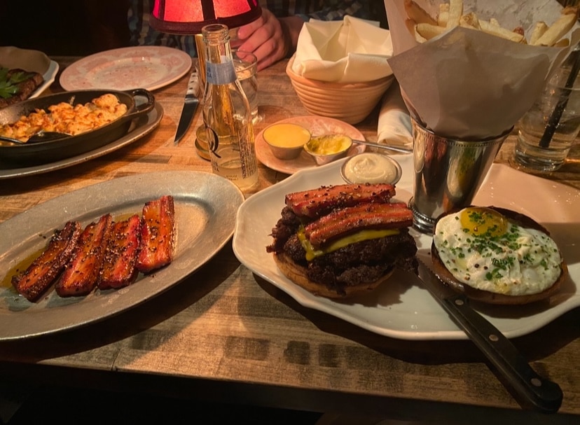 Wagyu Burger and Candied Bacon at Bauvette's