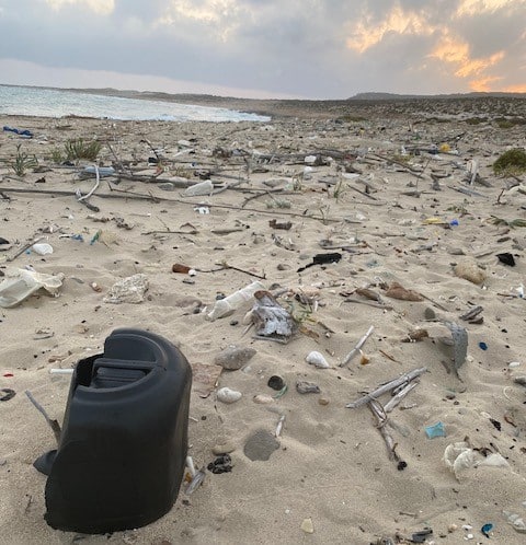 Plastic and debris found on a Northern Cyprus beach.