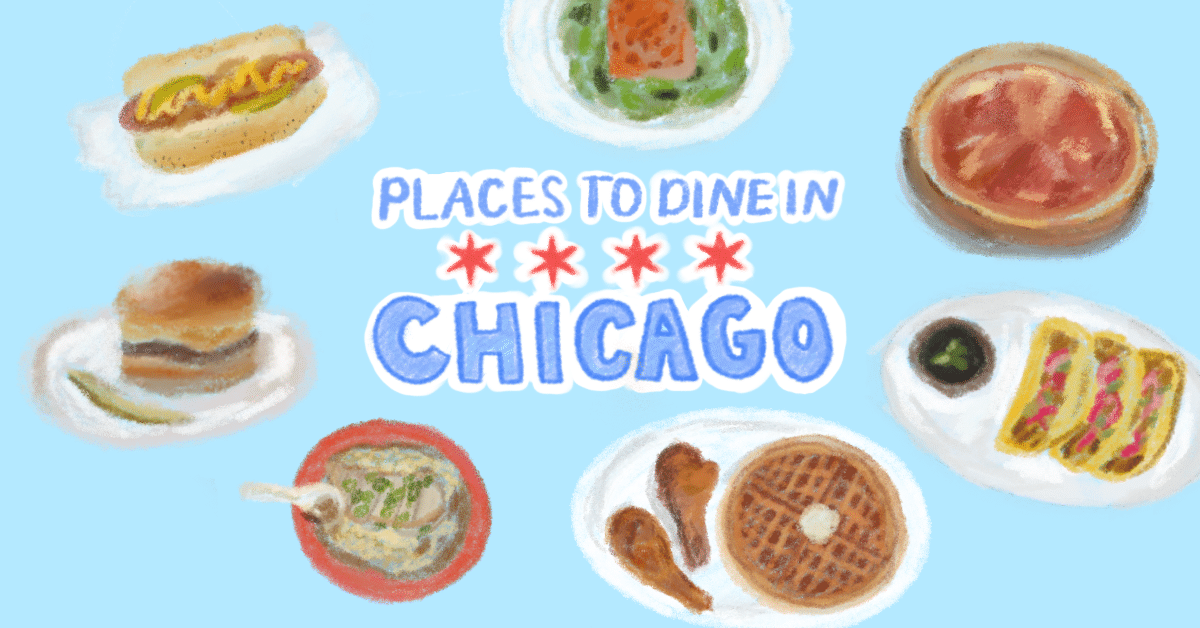 An illustration of local food from Chicago.