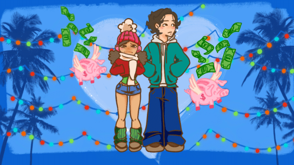Drawing of a couple on a date