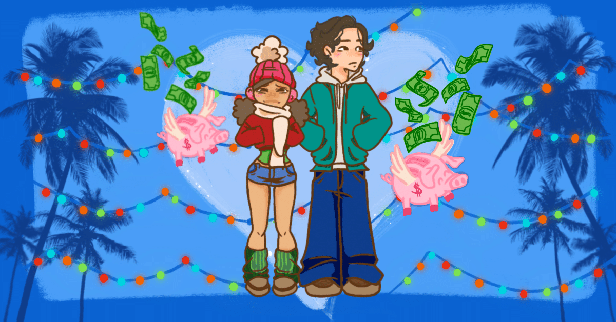 Drawing of a couple on a date