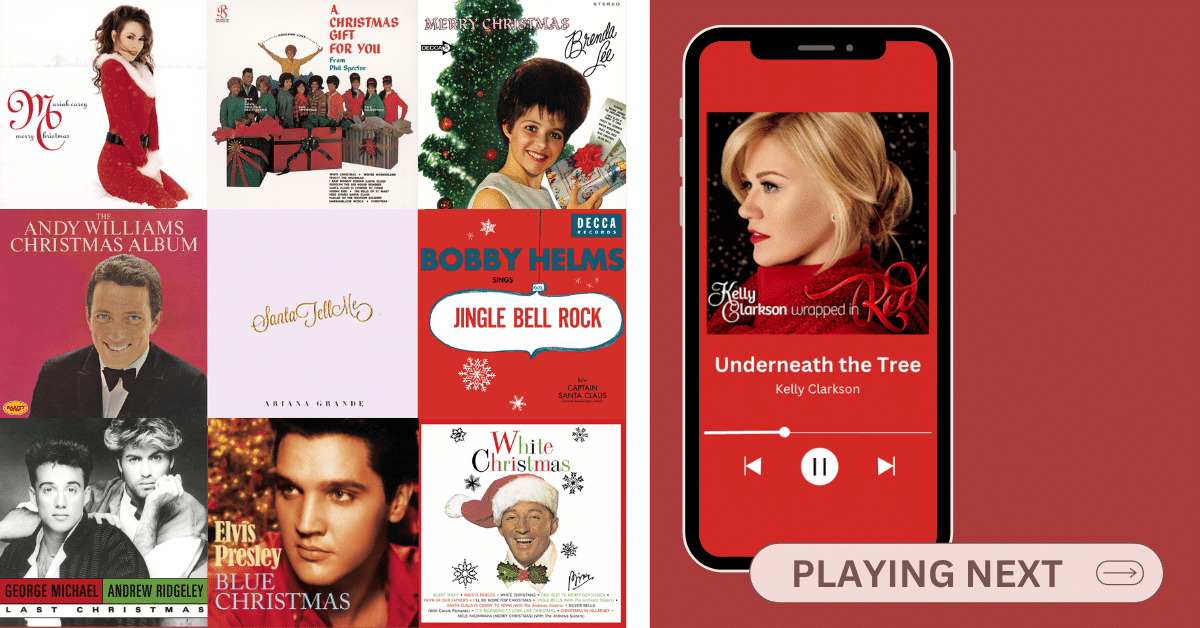 Collage of Christmas classic songs.