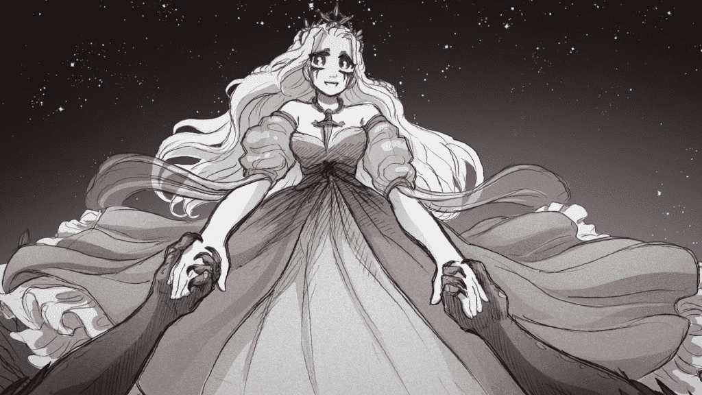 The Princess being spun out while she and the player character dance under the stars.