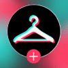 Clothing hanger image on background resembling TikTok logo