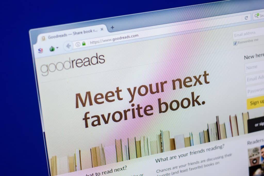 A picture of popular book cataloging website, Goodreads.