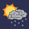 Sun blocked by dark clouds on snowy day