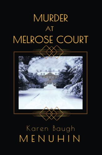 photo of a book cover. black cover with gold writing at the top and bottom with the title and authors name. in the middle of the cover in a gold box is an image of a snowy scene of a driveway and a big stone house at the end surrounded by snow tipped trees