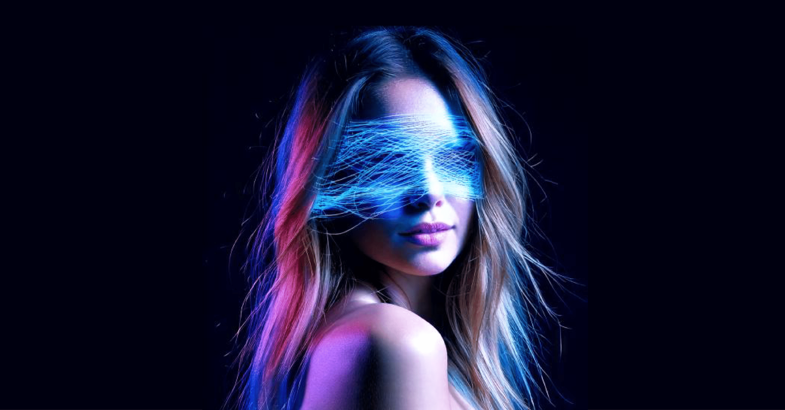 A woman whose eyes are blurred