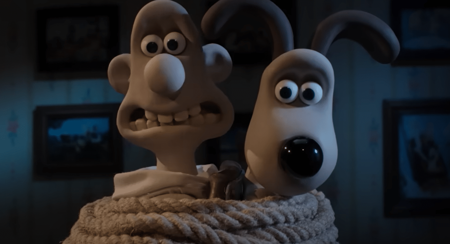 Wallace (left) & Gromit are tied up and afraid. Credit: Netflix