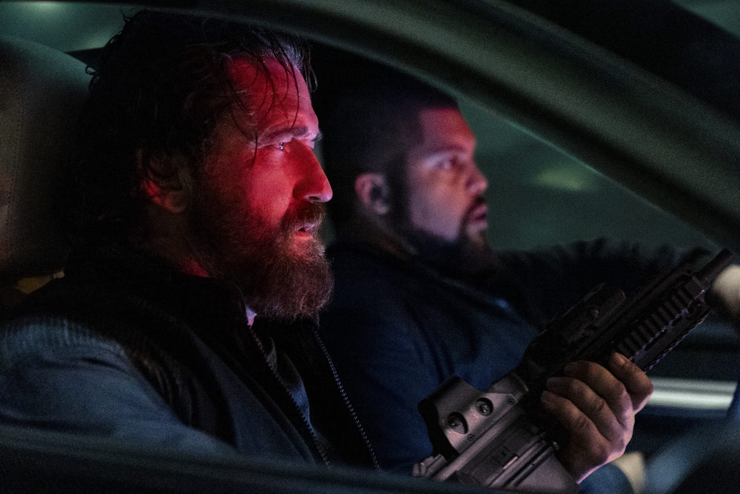 Big Nick (Gerard Butler) and Donnie (O'Shea Jackson Jr.) in a still for "Den of Thieves 2: Pantera."