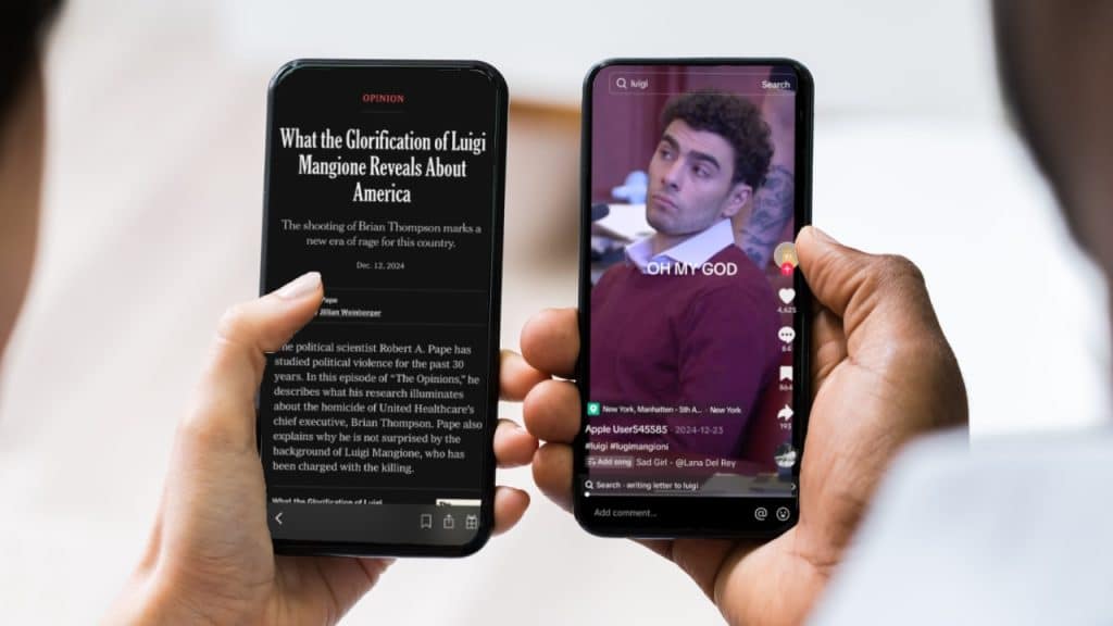 luigi mangione social media versus news