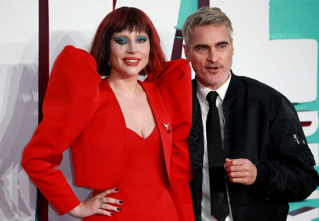 Lady Gaga and Joaquin Phoenix attend the UK Premiere of "Joker Folie à Deux" at the Cineworld Leicester Square in London, England.
