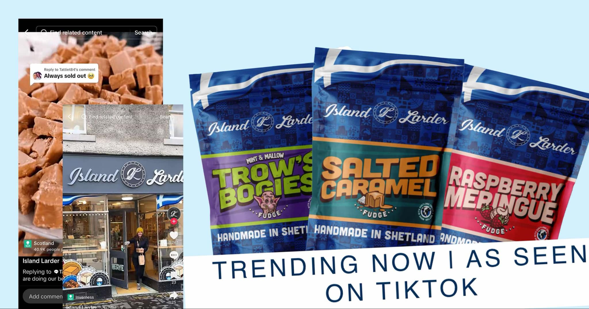 Image shows brand pictures of the company, Island Larder