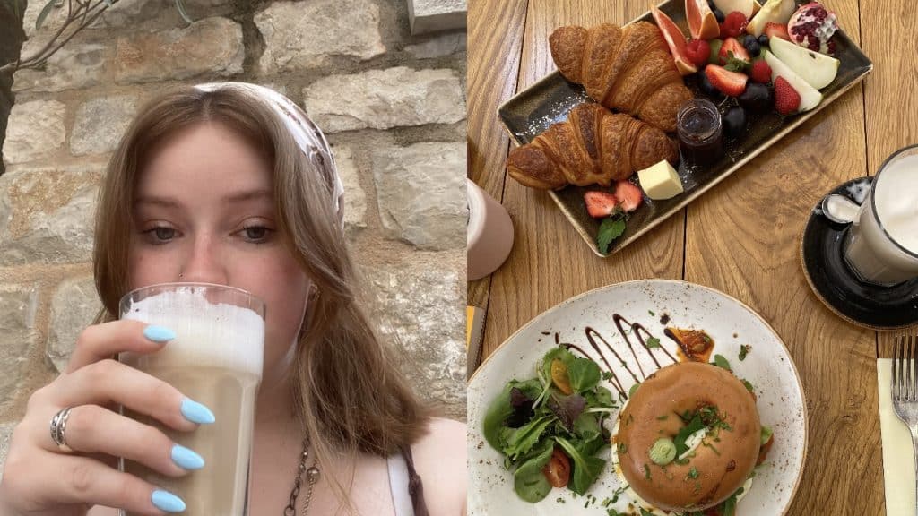 Enjoying breakfast in Split, Croatia.