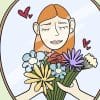 Picture of girl giving her self flowers in the mirror