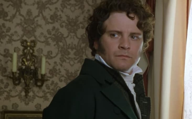 Mr. Darcy looks at his house guests.