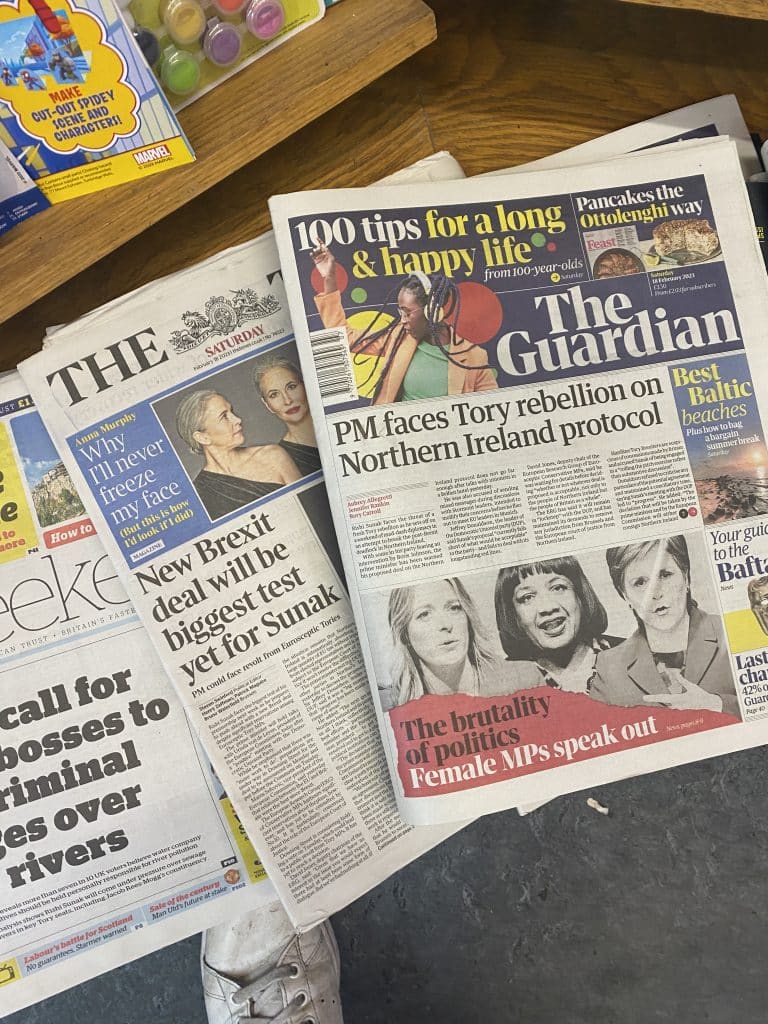 Newspapers in a newsagent