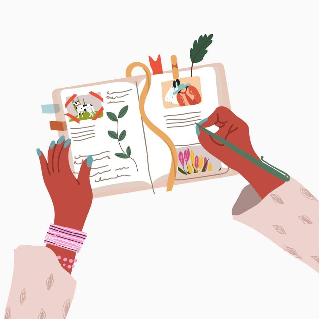 A woman journaling as a creative keepsake.