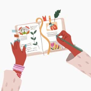 A woman journaling as a creative keepsake.