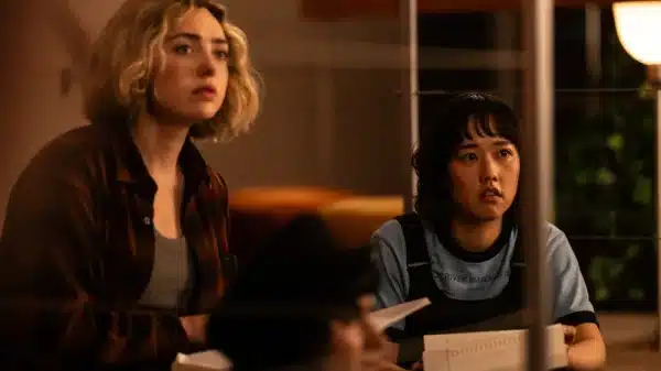 Still image of Maddie and Quinn in "School Spirits."