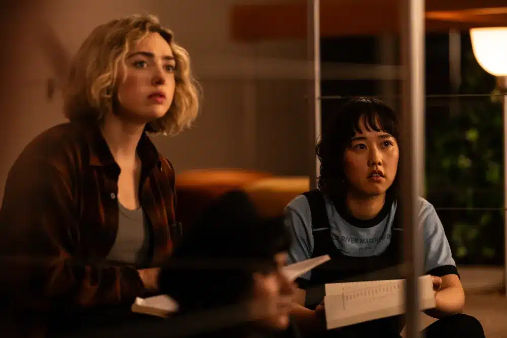 Still image of Maddie and Quinn in "School Spirits."