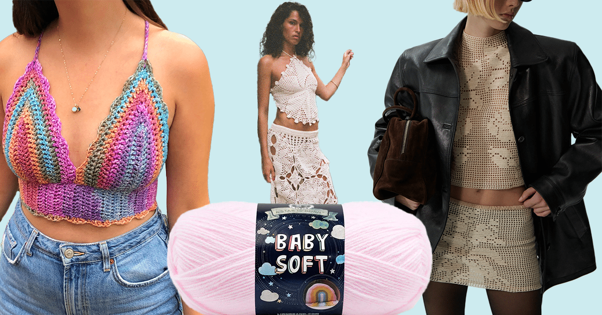 Clothing articles made from crocheting