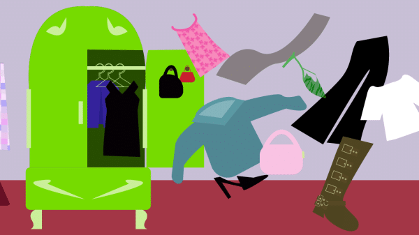 Clothes floating out of a closet